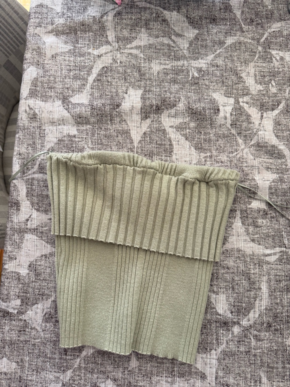 La Hearts Sage Green Ribbed Strapless Knit Top